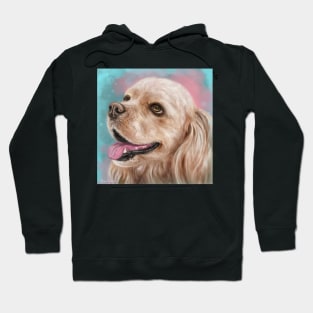 Painting of a Happy Blonde Cocker Spaniel with It's Tongue Out Hoodie